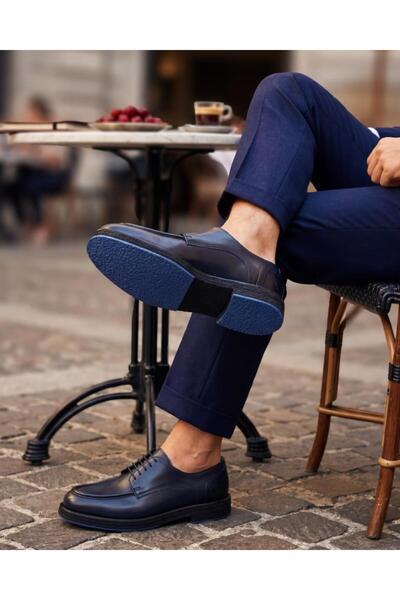 İBAY NAVY BLUE DRIVE Hakiki Deri Erkek Günlük Ayakkabı Lacivert