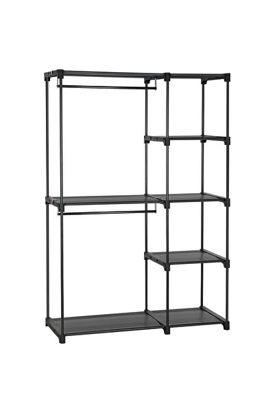 SONGMICS Foldable Fabric Wardrobe with Space for Hangers and Shelves, Metal F...