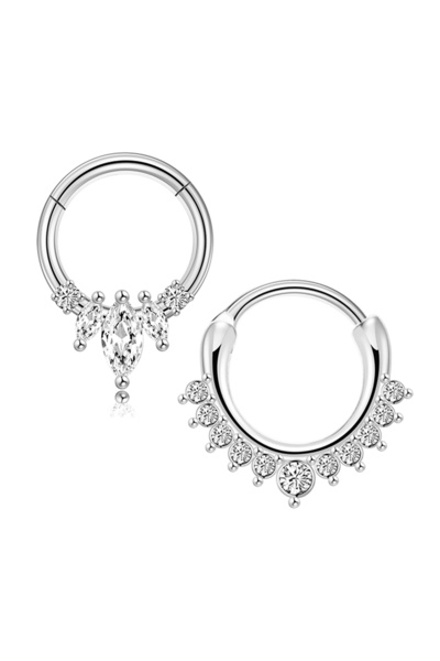 Choice1 حلقة أنف فضية مفصلية من الفولاذ الجراحي 316L مرصعة بالزركون، قطعتان، ...