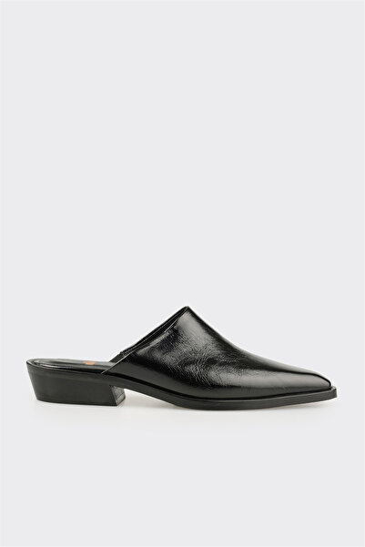 Elle Shoes Siyah Deri Kadın Terlik