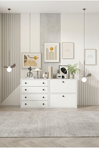 FOR WOMAN DESİGN Ahşap 6 Çekmeceli Çok Amaçlı Şifonyer Modern Geniş Depolama ...