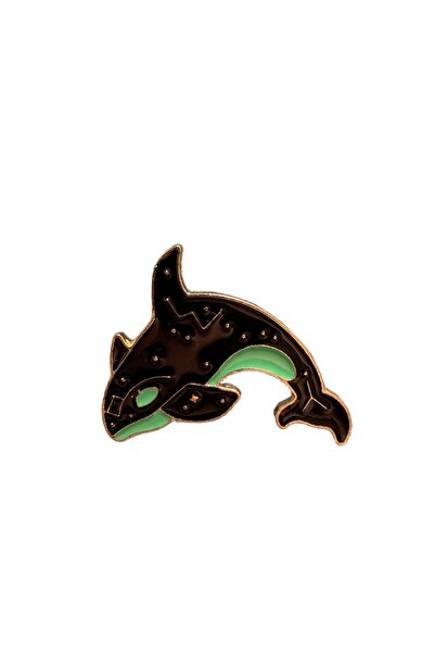DREAMIOGIFTANDBOX Orka Balina Figürlü Yeşil Detaylı Metal Rozet Pin Broş Çant...