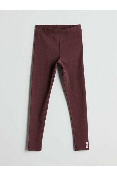 LC Waikiki Elastic Girls' Leggings in Rib Fabric with Waistband