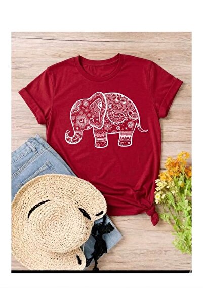 PENTHİLUS Women's Elephant Print T-Shirt - Women's Cotton T-Shirt