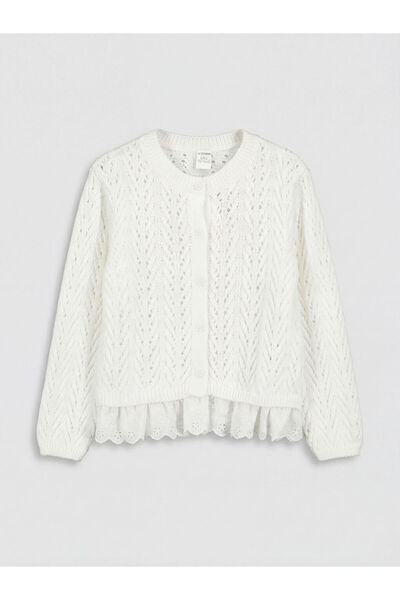 LC Waikiki Ζακέτα πλεκτό για κορίτσια με λαιμόκοψη εκρού