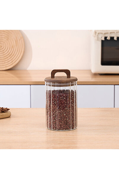 MİEN Akasya Round Vacuum Lid Striped Jar 950ml