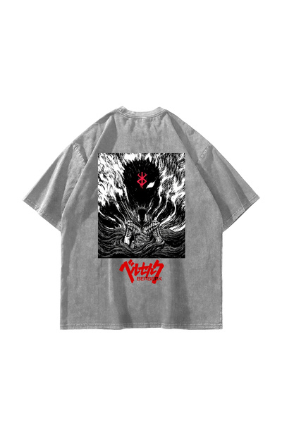Sekizbiraltı Berserk Manga Printed Oversize Unisex Washable White Tshirt