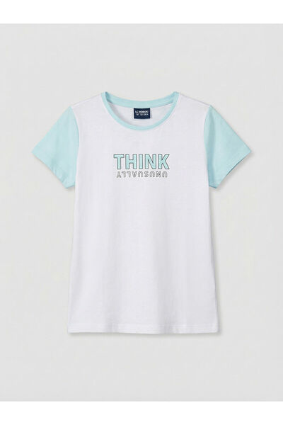 LC Waikiki Lc Waikikiturquoise Crew Neck Printed Girls' T-Shirt