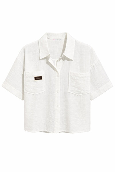 Mixray 4625 Cămașă supradimensionată pentru femei, cu mânecă scurtă și buzuna...