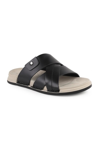 Libero L014.255 شبشب رجالي من الجلد الأصلي العتيق مع شريط فيلكرو قابل للتعديل...