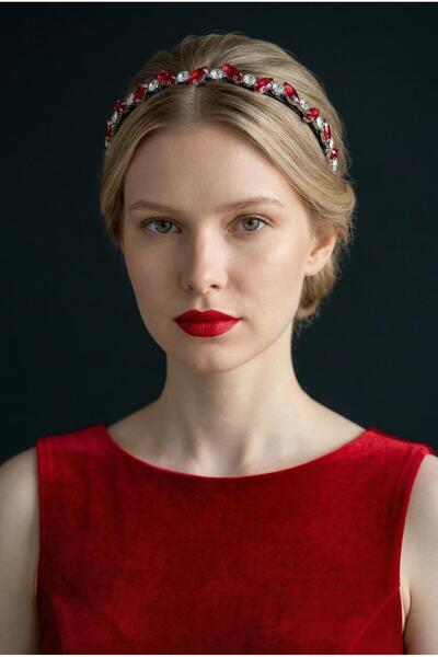 pırıltı fashıon and stone tekstil, hazır giyim Red Stone Wire Crown – Stylish...