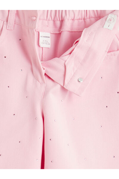 LC Waikiki GÜLİS GİYİM'DEN Pembe Kız Çocuk Taşlı Gabardin Pantolon