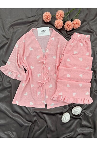 Lena Homewears Γυναικείο Σετ Πιτζάμες Bürümcük Sabahlık