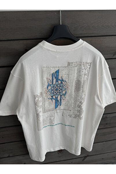 BYBASICMAN Біла футболка оверсайз з нашивкою на спині SW-5075