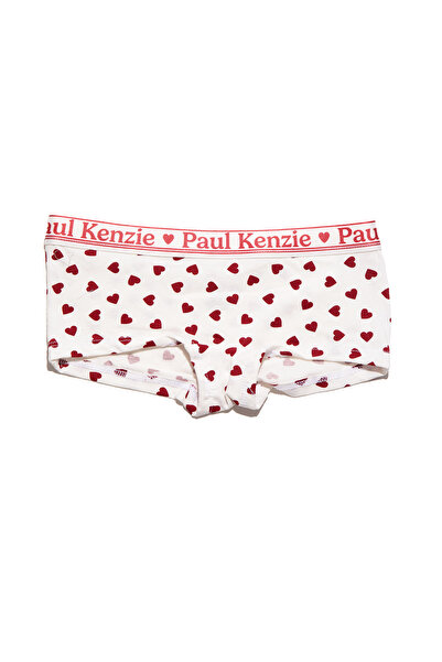 Paul Kenzie Valentine Collection - Kadın Boyshort Külot - Burgundy Hearts