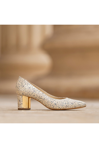 CONDUR by alexandru Women's Chunky Heel Shoes Chaterine White Flower - 35