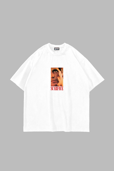 Sekizbiraltı Scarface V2 Printed Oversize Unisex White Tshirt