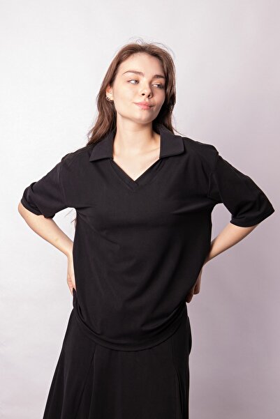 Jument Γυναικεία μπλούζα με απαλή υφή, ελαστικό ύφασμα, λαιμόκοψη V, ανοιχτό ...