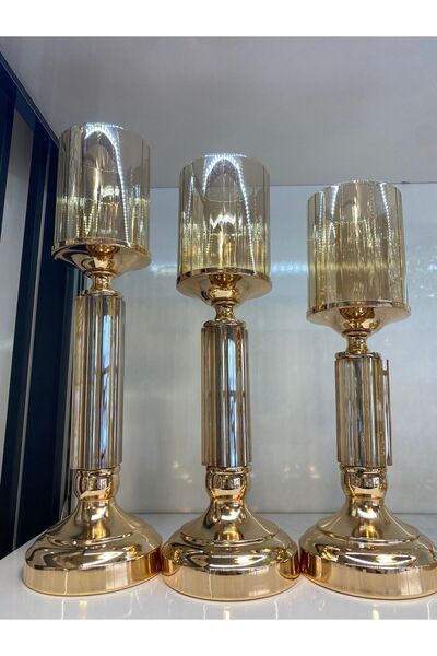 essacraft 3 PARÇA CAMLI DEKORAİTF MUMLUK SET