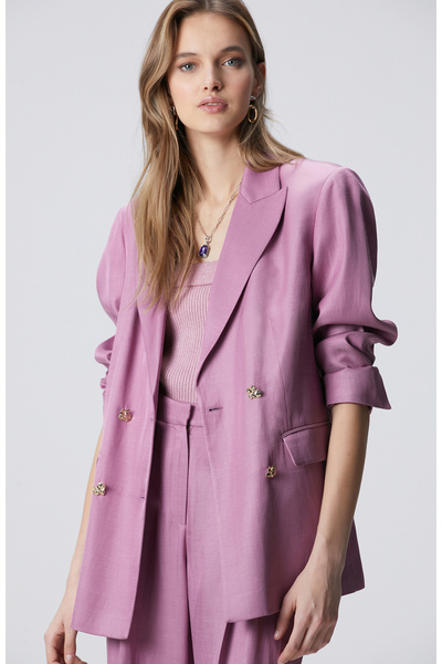 Network Menekşe Keten Karışımlı Ceket