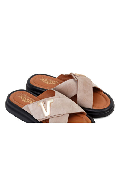 ANNASIA SHOES AMELIE Slippers - Beige Leather