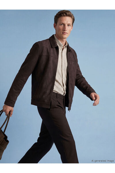 LC Waikiki Rmz Gi̇yi̇m Farkiyla Shirt Roba Collar Suede Look Men's Coat