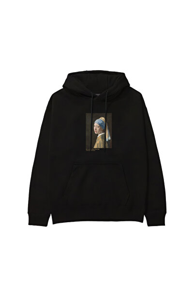 The Lucid Lab Girl's Hoodie with Pearl Earrings - Black