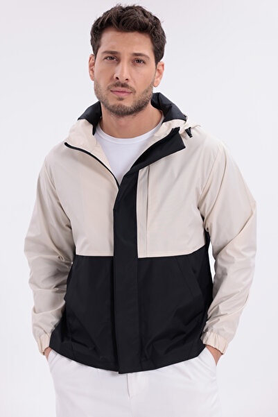 freemen Men's Stone Black Hooded Zippered Waterproof Raincoat - Windbreaker