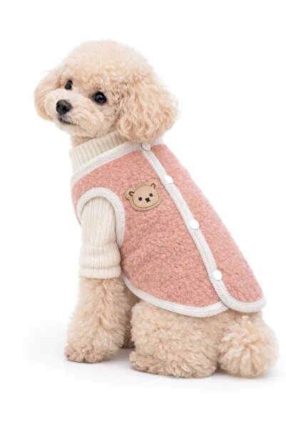 Dolce Pets Kedi Köpek Kıyafeti Ayıcık Desenli Hırka/Pembe
