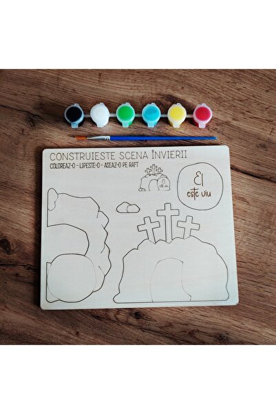 OEM Wooden plaque Resurrection Scene, Easter, 21.8x18cm