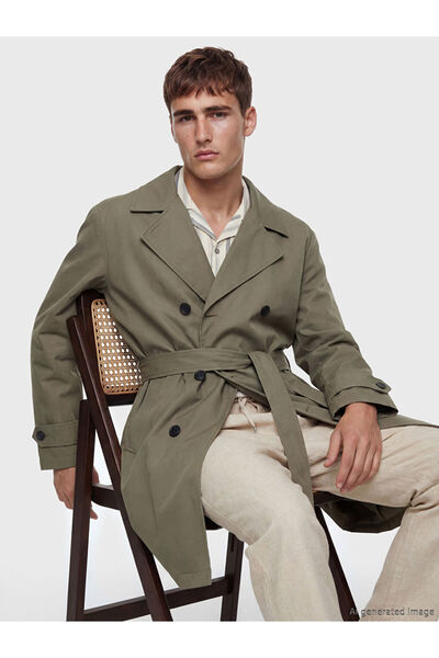 LC Waikiki معطف رجالي قياسي باللون الكاكي