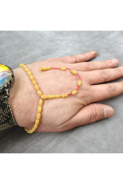 İnan Tesbih سبحة صغيرة الحجم بطول الكاحل مصنوعة يدويًا من العنبر