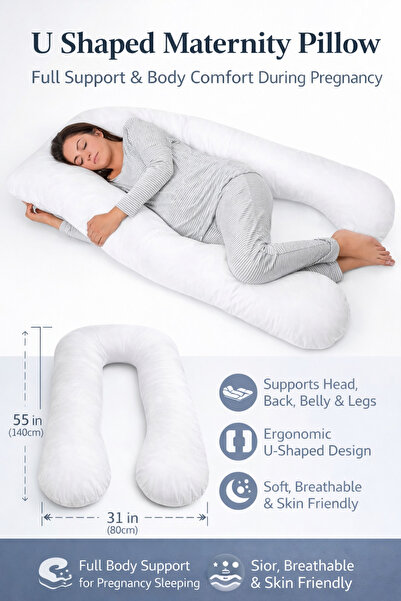 Generic U Shaped Pregnancy Pillow Full Body Support Maternity Sleeping Pillow