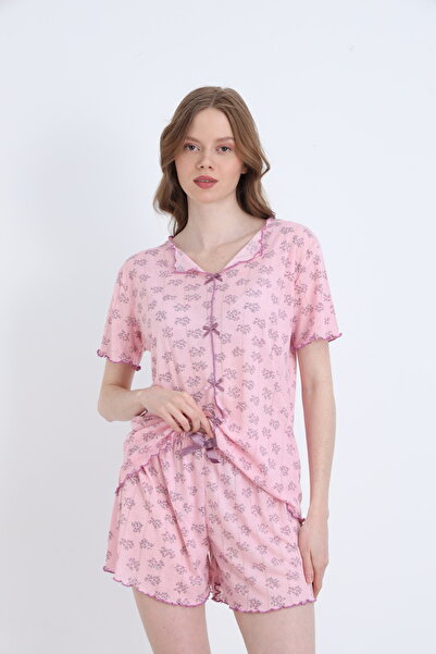 ELİTOL طقم شورت نسائي من الجاكار والفسكوز مع فيونكة