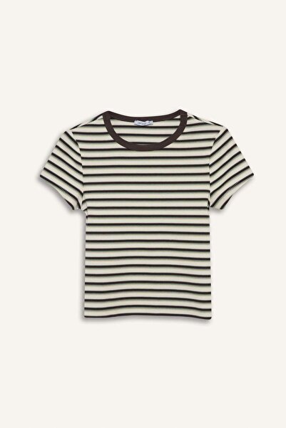 DeFacto Tricou cu mânecă scurtă, cu guler rotund și nervuri, G2231AX26SP