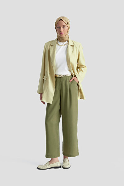 Armine Tencel Palazzo Trousers Khaki