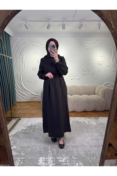 Nuss Pleated Belted Dress Brown