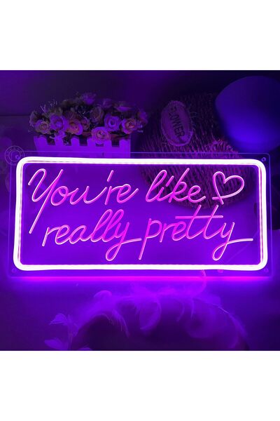 Slasa لافتة نيون مضيئة بعبارة 'أنت جميلة حقًا' مع قاعدة أكريليك 6 مم، ديكور م...