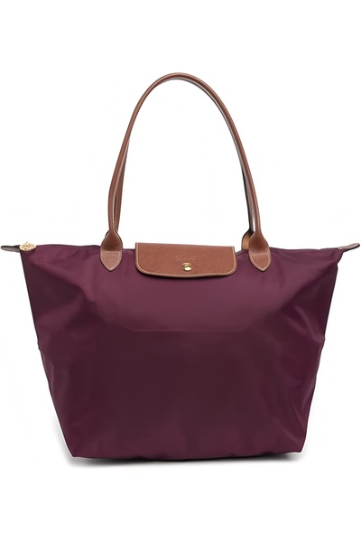 Long Folding Zippered Large Size Women's Hand and Shoulder Bag Burgundy