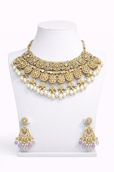 Generic Bridal Jewelry Set Gold Color Necklace Earrings Wedding Fashion Jewelry