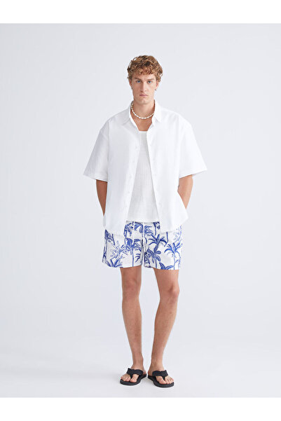 LC Waikiki Navy Blue Short Length Patterned Men's Swim Shorts