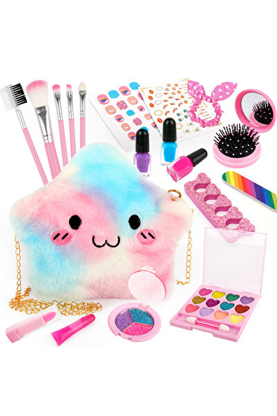 EGG Cute Star Moon Makeup Bag - Children's Safe Washable Nail Stickers, Rainb...