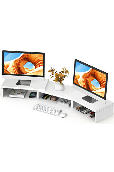 YESMAX Dual Monitor Stand Riser, Computer Monitor Stands, Multifunctional Des...