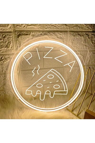 Slasa Pizza Neon Sign LED Light with 6mm Acrylic Base, 30x30cm Food Decor