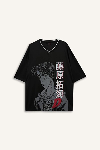 DeFacto Inıtıal D Loose Fit Printed Short Sleeve T-Shirt G7427Ax26Sm