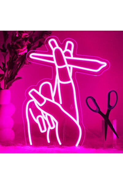 Slasa Hand Gesture Neon Sign LED Light with 6mm Acrylic Base, 40x30cm Room Decor