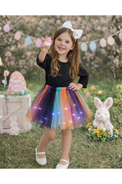 fustite cu luminite Little Skirt with Lights, Rainbow - 12-18 months (80-86 cm)