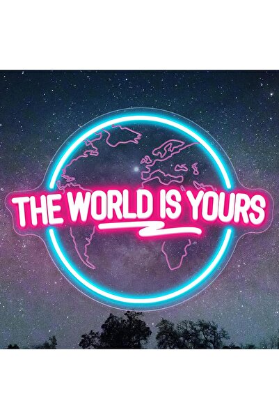 Slasa The World Is Yours Neon Sign LED Light with 6mm Acrylic Base, 41x51cm A...