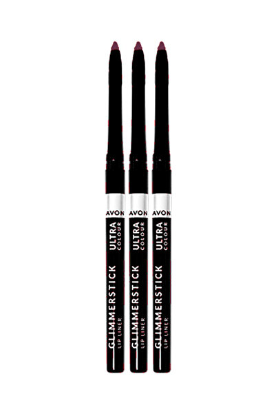 AVON Set of 3 Glimmerstick Lip Liner, Deep Plum