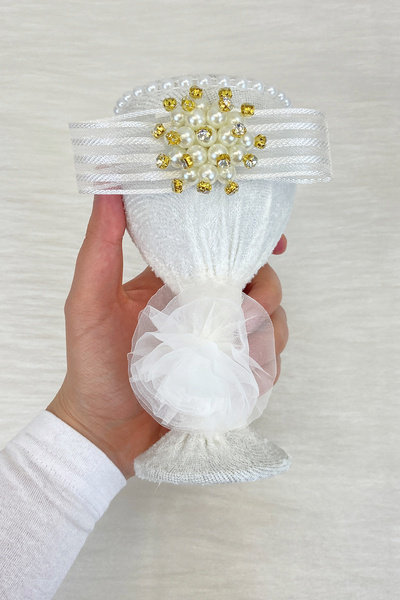 ZEYMERADE White Wedding Brooch with Gold Pin for Wedding Jewelry, Henna Night...